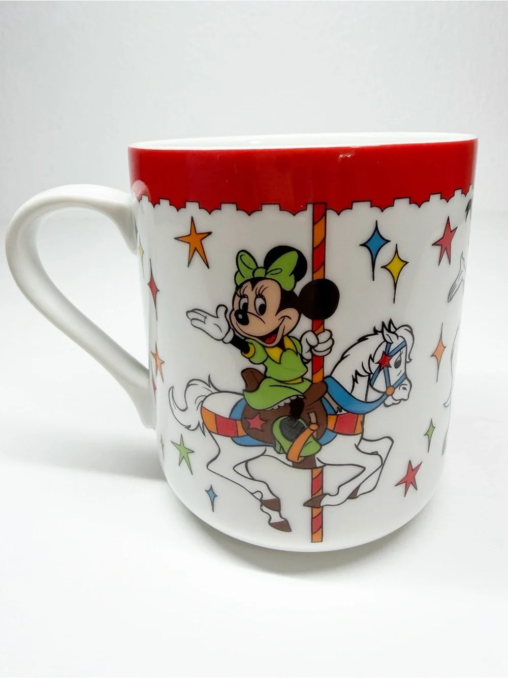 Vintage Japan Disney Mickey Minnie Donald Carousel Merry Go Round Mug